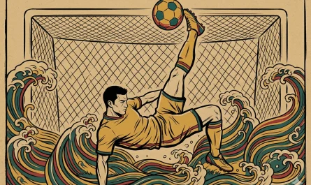 Futbolda gol kuralı: oyuncu bisiklet vuruşuyla kaleye top gönderiyor