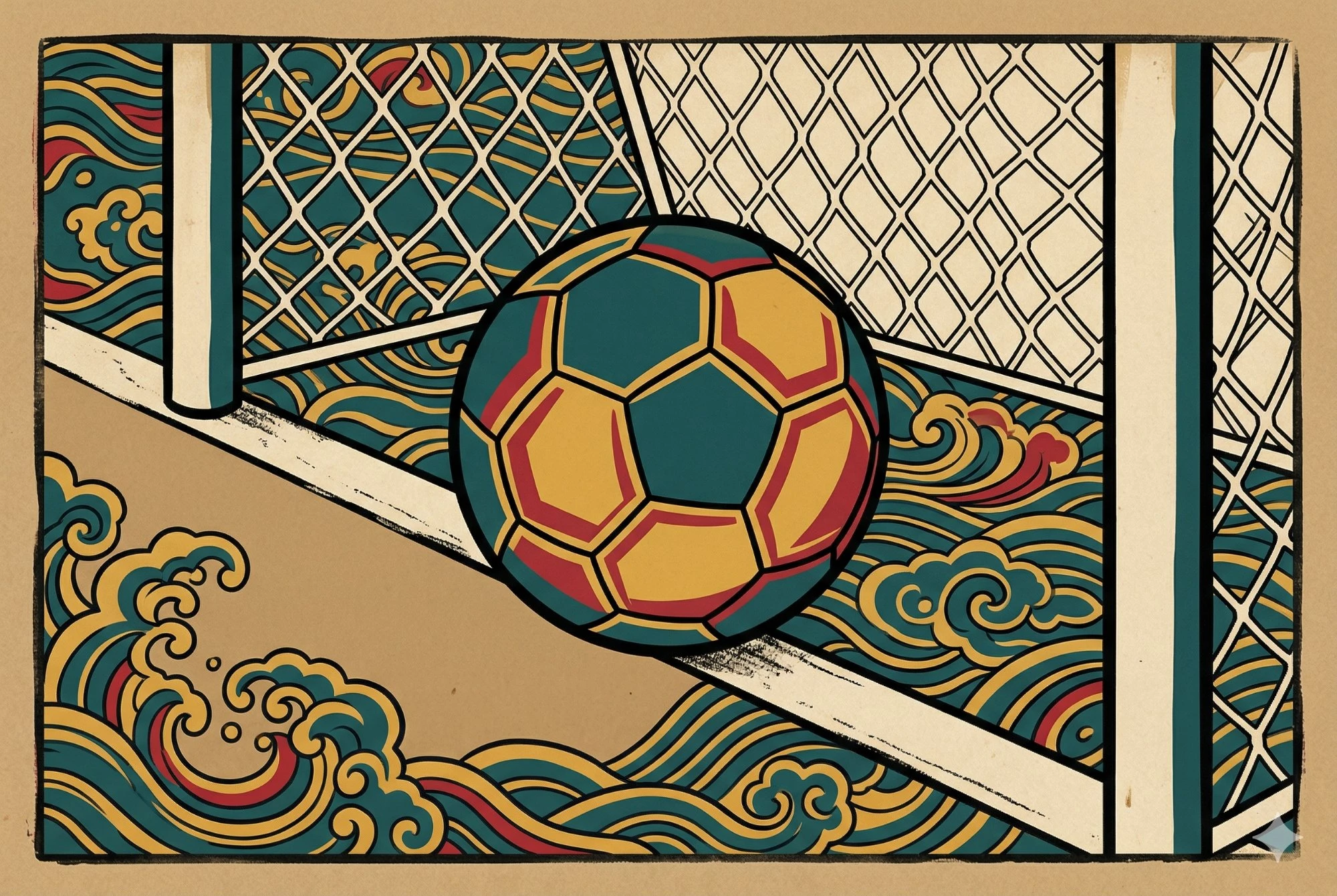 Futbolda gol kuralı: top kale çizgisini geçiyor, kale ağı görünüyor